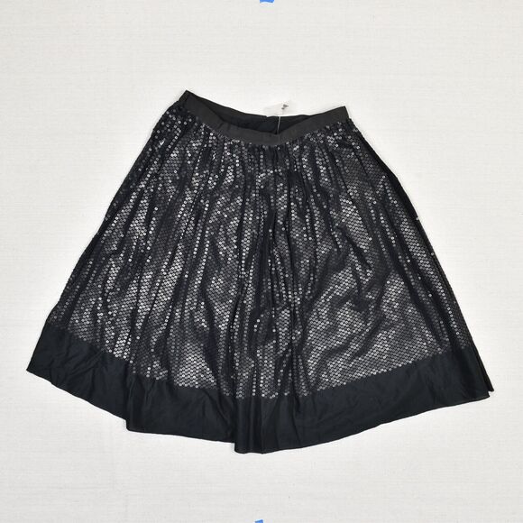 NEW Talbots Women A Line Skirt Sequin Zip Cotton Black Size 6 - Picture 3 of 8